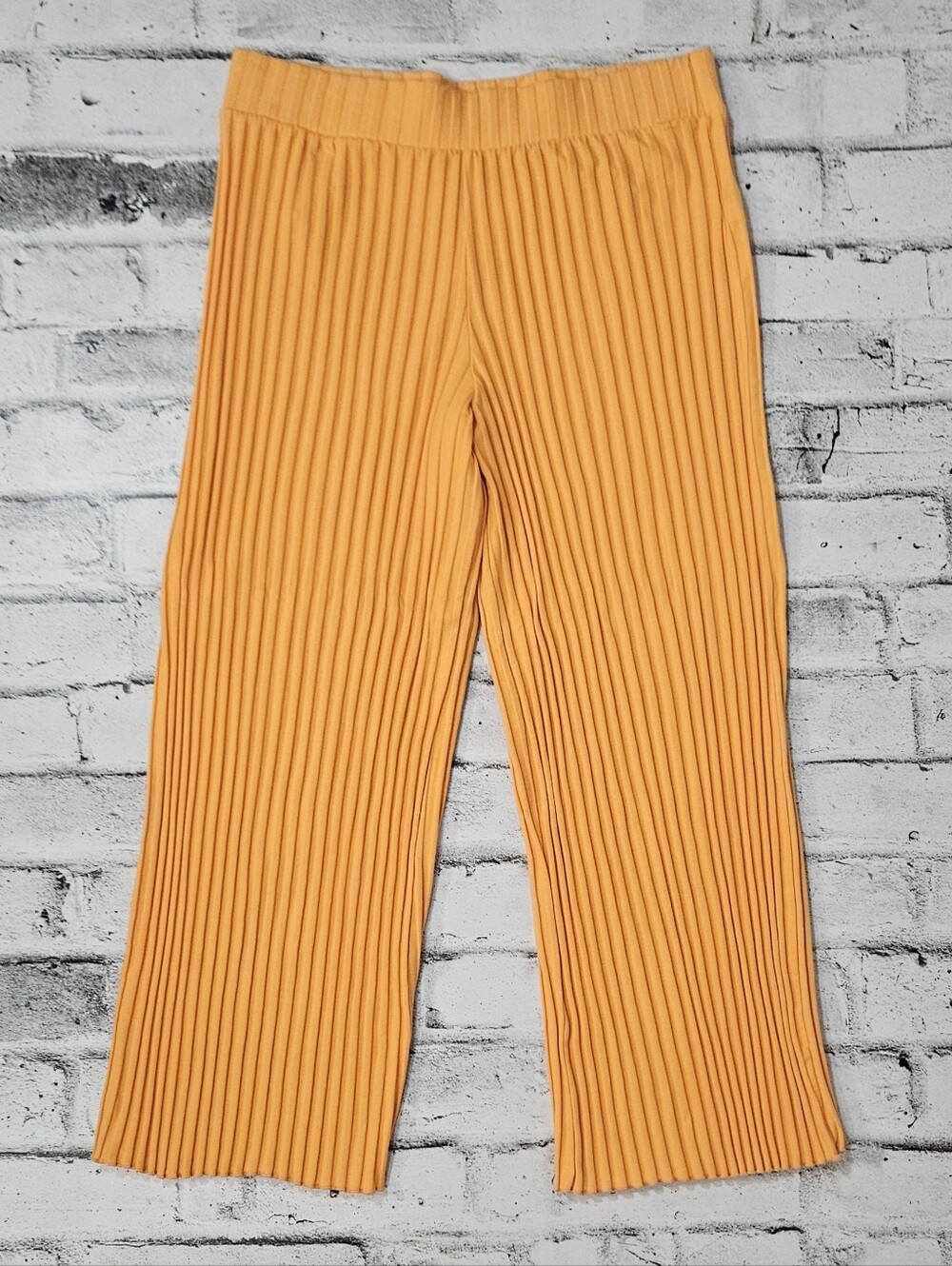 A New Day Orange Ribbed Flare Pants Women’s Large Pull On Stretch